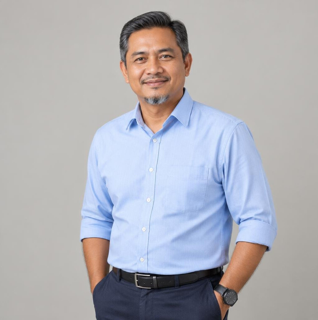 Portrait of a Malay man with short hair in a shirt